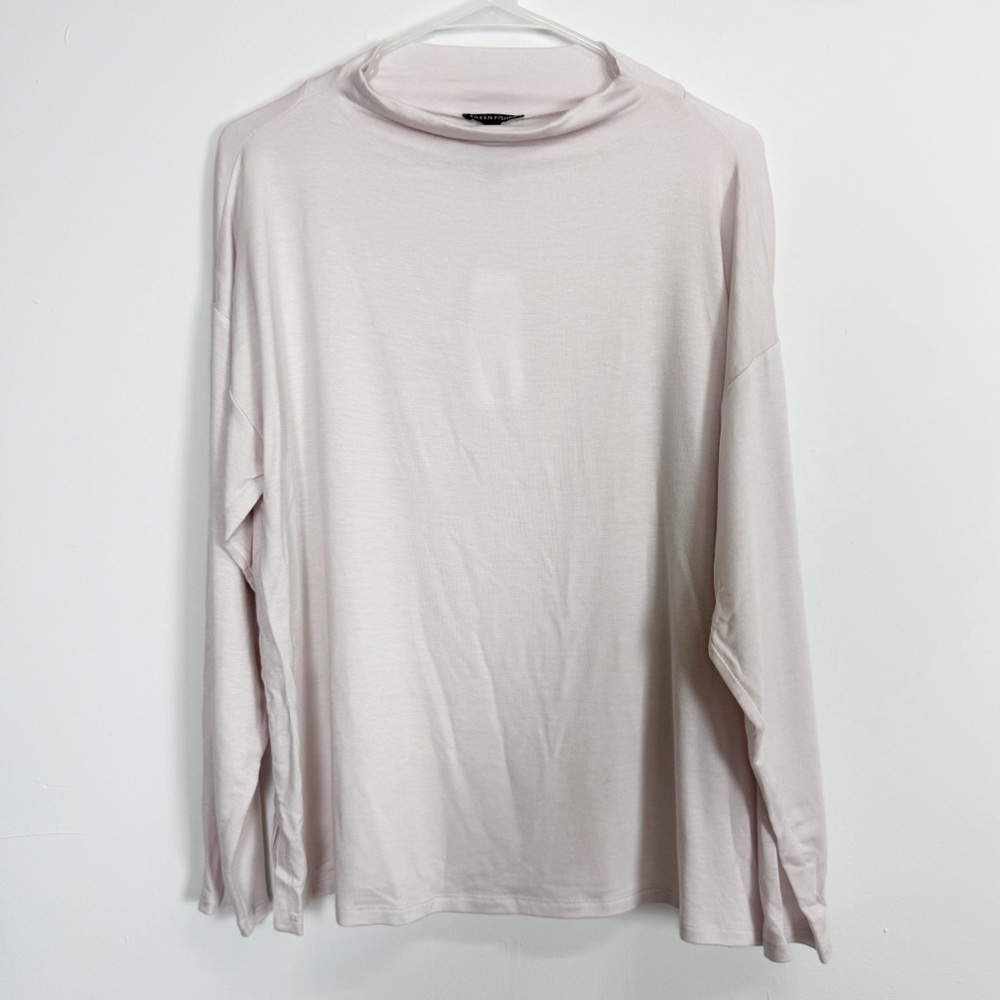 Eileen Fisher Funnel Neck Box Top Womens Small ceramic Long Sleeve NWT NEW